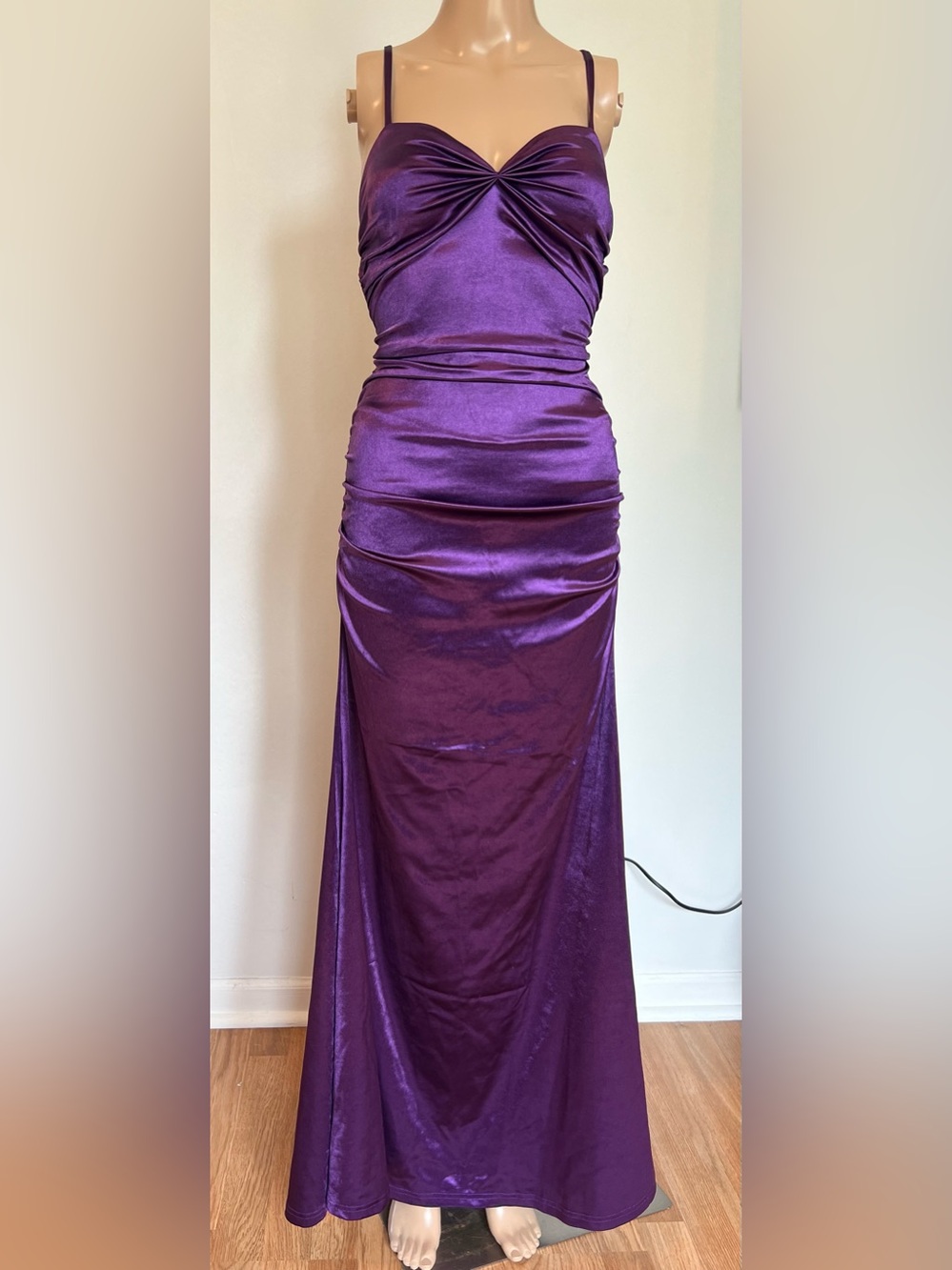 Purple Satin Evening Gown - Women Dresses
